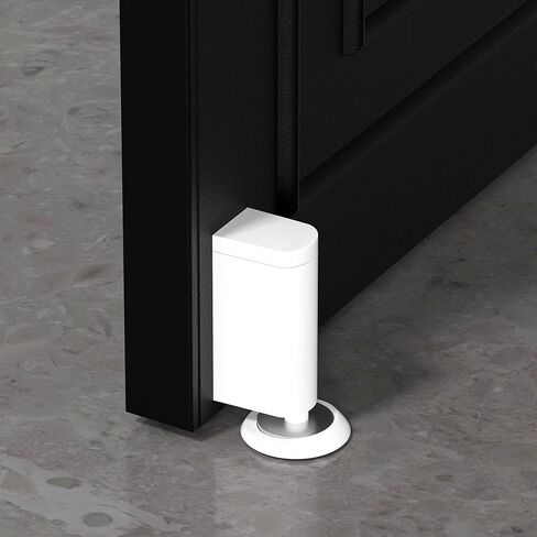 Windproof Magnetic Door Stoppers, 0-0.78" Stroke Mechanical Doorstop, No-Hole Flooring Door Suction with 3M Strong Adhesive and Screws, Black, 1 Pack in Saudi Arabia