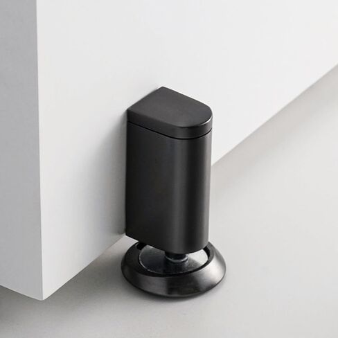 Windproof Magnetic Door Stoppers, 0-0.78" Stroke Mechanical Doorstop, No-Hole Flooring Door Suction with 3M Strong Adhesive and Screws, Black, 1 Pack in Saudi Arabia