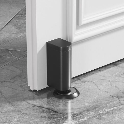 Windproof Magnetic Door Stoppers, 0-0.78" Stroke Mechanical Doorstop, No-Hole Flooring Door Suction with 3M Strong Adhesive and Screws, Black, 1 Pack in Saudi Arabia