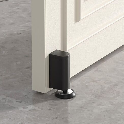 Windproof Magnetic Door Stoppers, 0-0.78" Stroke Mechanical Doorstop, No-Hole Flooring Door Suction with 3M Strong Adhesive and Screws, Black, 1 Pack in Saudi Arabia