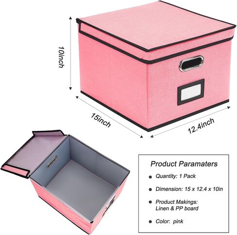 EOOUT 1 Pack File Organizer Box with Lid Hanging File Folders Letter Size Collapsible Document Organizer for Home Office (Pink) in Saudi Arabia