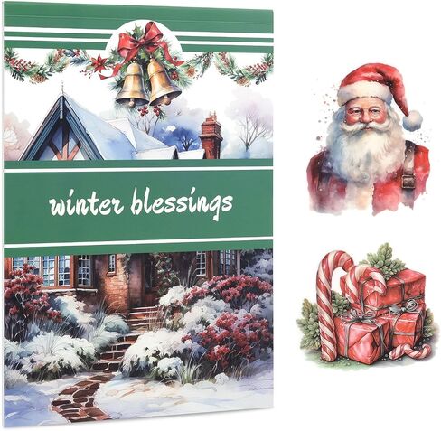 Dizdkizd Christmas Sticker Book, Winter Scrapbooking Stickers, Holiday Planner Sticker Set, 226pcs Die Cut PET and Paper Vintage Aesthetic Decals for Cards, Gift Tags, Journaling and Crafts in Kuwait