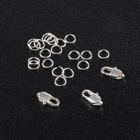 925 Sterling Silver Jewelry Making Lobster Claw 10mm, 23PCS Italian Rectangle Trigger Clasps with Open Jump Rings Set, Small Necklaces Bracelet Connector Clasp Supplies Silver Jewelry Finding Set in Kuwait