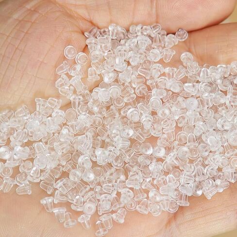 500 Pcs Clear Earring Backs, Plastic Earring Backs for Studs,Hypoallergenic Secure Pierced Earring Backs for Droopy, Ears Heavy Earring,Rubber Earring Backs for Women,Men. (500) in Saudi Arabia