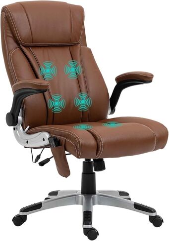 Vinsetto Executive Massage Office Chair with 6 Vibration Points, Heated Faux Leather Computer Desk Chair with Flip-up Armrest, Adjustable Height, Swivel Wheels, Black in Kuwait