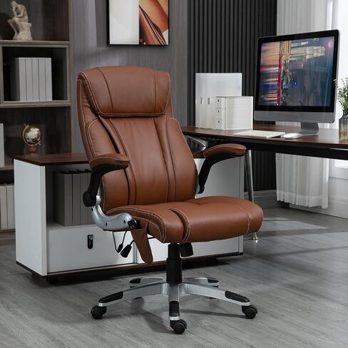 Vinsetto Executive Massage Office Chair with 6 Vibration Points, Heated Faux Leather Computer Desk Chair with Flip-up Armrest, Adjustable Height, Swivel Wheels, Black in Kuwait