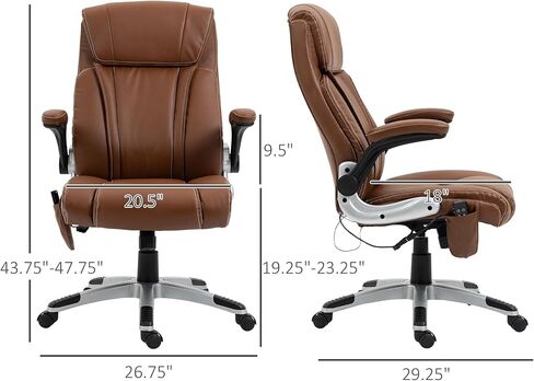 Vinsetto Executive Massage Office Chair with 6 Vibration Points, Heated Faux Leather Computer Desk Chair with Flip-up Armrest, Adjustable Height, Swivel Wheels, Black in Kuwait