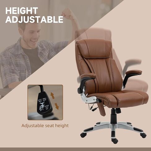 Vinsetto Executive Massage Office Chair with 6 Vibration Points, Heated Faux Leather Computer Desk Chair with Flip-up Armrest, Adjustable Height, Swivel Wheels, Black in Kuwait