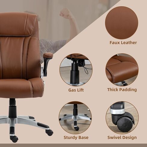 Vinsetto Executive Massage Office Chair with 6 Vibration Points, Heated Faux Leather Computer Desk Chair with Flip-up Armrest, Adjustable Height, Swivel Wheels, Black in Kuwait