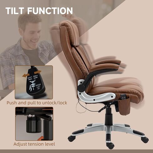 Vinsetto Executive Massage Office Chair with 6 Vibration Points, Heated Faux Leather Computer Desk Chair with Flip-up Armrest, Adjustable Height, Swivel Wheels, Black in Kuwait