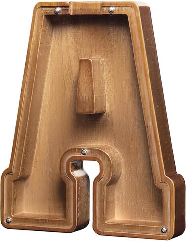 بنك أموال على شكل حرف خشبي للأولاد والبنات والأطفال الصغار والبالغين، أفضل هدية للأصدقاء (9.2 بوصة - طول). in Kuwait