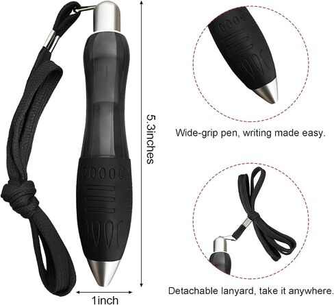 14pcs Big Fat Pens Aids Writing For Tremor, Arthritis, Parkinson, Handicap, Carpal Tunnel Large Wide Grip Pens Black (2 Pens + 6 Black Refills + 6 Blue Refills) in Saudi Arabia
