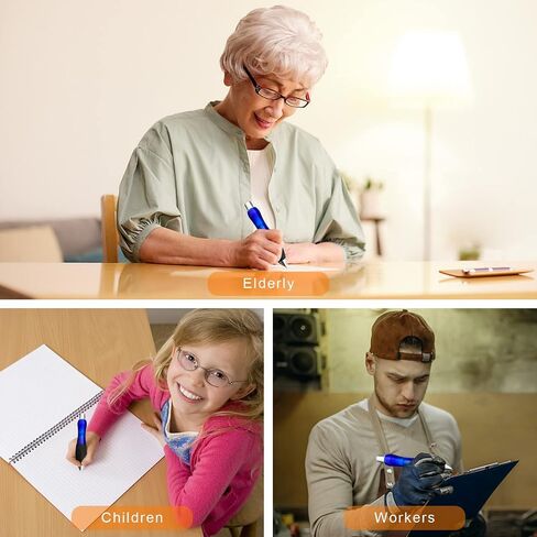 14pcs Big Fat Pens Aids Writing For Tremor, Arthritis, Parkinson, Handicap, Carpal Tunnel Large Wide Grip Pens Black (2 Pens + 6 Black Refills + 6 Blue Refills) in Saudi Arabia