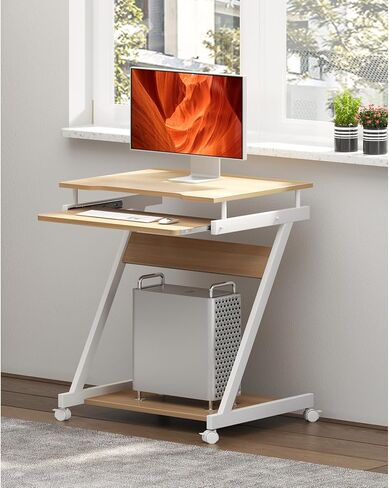 SogesGame Mobile Compact Computer Desk Cart for Small Spaces, Work Workstation, Standing Laptop Cart with Keyboard Tray and Printer Shelf for Home, Office, Black in Saudi Arabia
