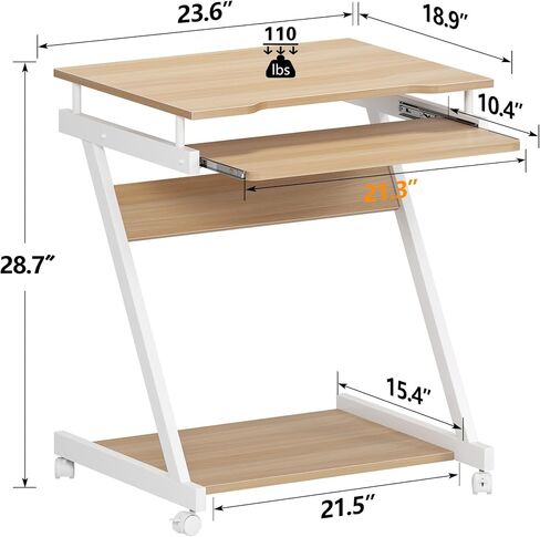 SogesGame Mobile Compact Computer Desk Cart for Small Spaces, Work Workstation, Standing Laptop Cart with Keyboard Tray and Printer Shelf for Home, Office, Black in Saudi Arabia