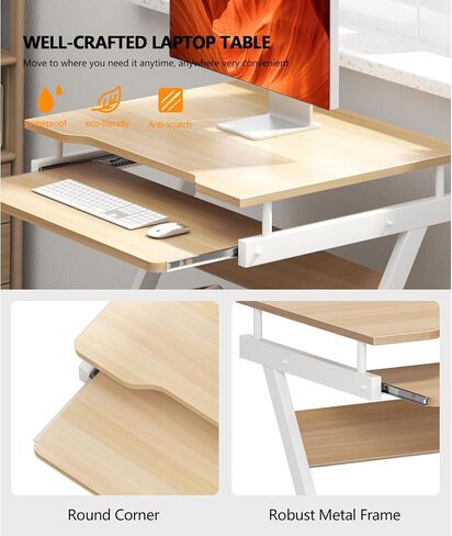SogesGame Mobile Compact Computer Desk Cart for Small Spaces, Work Workstation, Standing Laptop Cart with Keyboard Tray and Printer Shelf for Home, Office, Black in Saudi Arabia