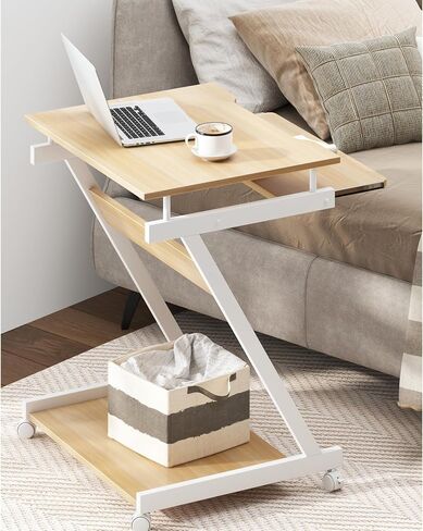SogesGame Mobile Compact Computer Desk Cart for Small Spaces, Work Workstation, Standing Laptop Cart with Keyboard Tray and Printer Shelf for Home, Office, Black in Saudi Arabia