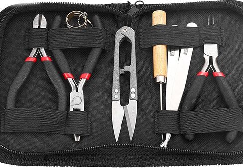 Pilarmuture 8Pcs Jewelry Making Tools Kit,with Cutting Pliers Scissors Tweezers Ring Needle,Permanent Jewelry Starter Kit,Jewelry Tools Kit for Jewelry Crafting and Jewelry Repair in Saudi Arabia
