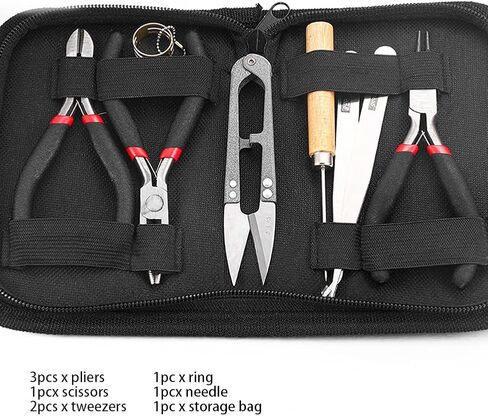 مجموعة أدوات صنع المجوهرات 8 قطع من Pilarmuture، مع كماشة قطع ومقص وإبرة حلقية، ومجموعة أدوات المجوهرات الدائمة، ومجموعة أدوات المجوهرات لصياغة المجوهرات وإصلاح المجوهرات in Kuwait