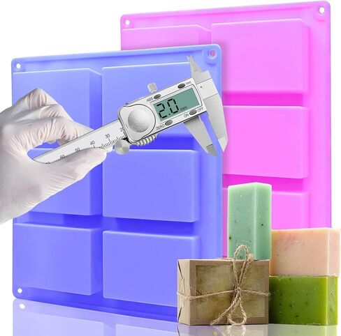 【تصميم سميك】 قوالب صابون سيليكون مكونة من قطعتين، مجموعة قوالب صابون مصنوعة يدويًا على شكل مستطيل من Fuehbur مناسبة لصنع الصابون، وقالب خبز الكيك، وقالب الشوكولاتة - عبوتان in Kuwait