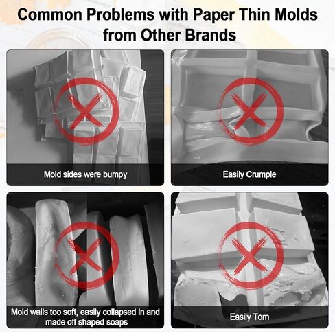 【تصميم سميك】 قوالب صابون سيليكون مكونة من قطعتين، مجموعة قوالب صابون مصنوعة يدويًا على شكل مستطيل من Fuehbur مناسبة لصنع الصابون، وقالب خبز الكيك، وقالب الشوكولاتة - عبوتان in Kuwait