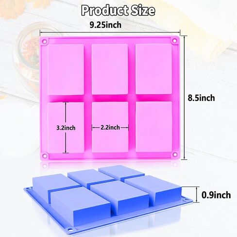 【تصميم سميك】 قوالب صابون سيليكون مكونة من قطعتين، مجموعة قوالب صابون مصنوعة يدويًا على شكل مستطيل من Fuehbur مناسبة لصنع الصابون، وقالب خبز الكيك، وقالب الشوكولاتة - عبوتان in Kuwait