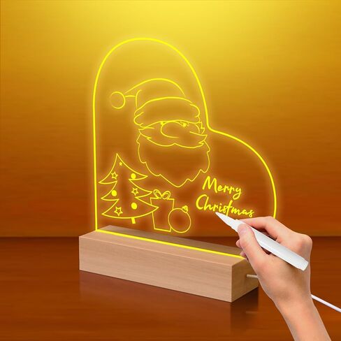 Gifts for Women Men Girls-Personalized DIY Night Light Message Board with Erasable Pen,Room/Home/Office Décor,Best Gift for Mother's Day/Father'sday/Birthday/Wedding/Anniversary (Light-Wooden-Heart) in Kuwait
