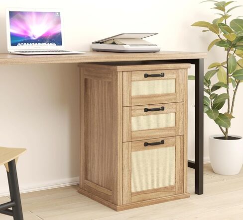 File Cabinet, Small File Cabinet with 3 Drawers, Wood File Cabinet for Letter/A4 Size, Under Desk Filing Cabinet for Home Office, Study (Brown) in Saudi Arabia