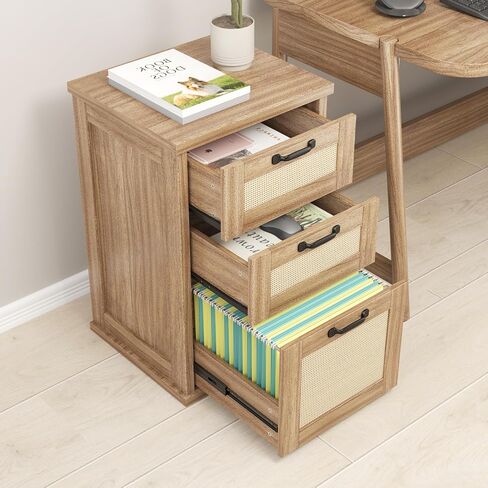 File Cabinet, Small File Cabinet with 3 Drawers, Wood File Cabinet for Letter/A4 Size, Under Desk Filing Cabinet for Home Office, Study (Brown) in Saudi Arabia