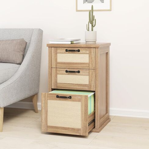 File Cabinet, Small File Cabinet with 3 Drawers, Wood File Cabinet for Letter/A4 Size, Under Desk Filing Cabinet for Home Office, Study (Brown) in Saudi Arabia