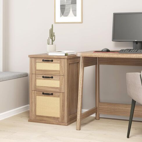 File Cabinet, Small File Cabinet with 3 Drawers, Wood File Cabinet for Letter/A4 Size, Under Desk Filing Cabinet for Home Office, Study (Brown) in Saudi Arabia