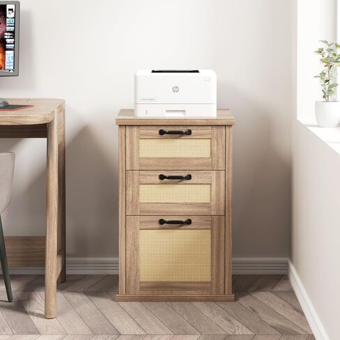 File Cabinet, Small File Cabinet with 3 Drawers, Wood File Cabinet for Letter/A4 Size, Under Desk Filing Cabinet for Home Office, Study (Brown) in Saudi Arabia