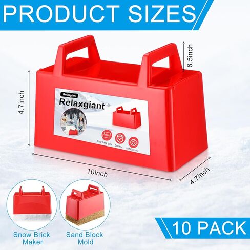 10 Pack Snow Brick Makers, Kids Snow Toys Sand Beach Brick Makers Snow Sand Castle Building Kit for Boys and Girls Outdoor Play Winter Snow or Summer Sandbox Play Tool(Blue/red) in Saudi Arabia