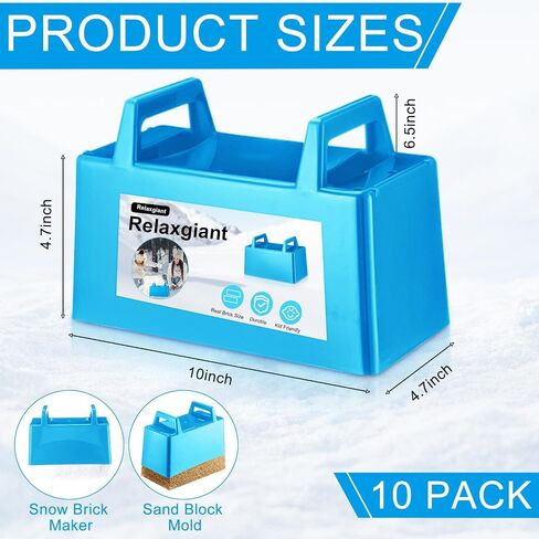10 Pack Snow Brick Makers, Kids Snow Toys Sand Beach Brick Makers Snow Sand Castle Building Kit for Boys and Girls Outdoor Play Winter Snow or Summer Sandbox Play Tool(Blue/red) in Saudi Arabia