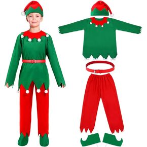Geyoga Kids Christmas Elf Costumes Boys Elf Dress Up Xmas Outfits for Kids Cosplay