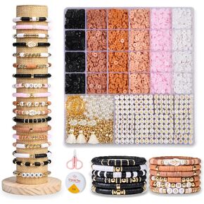 L'EclatDina Christmas Friendship Bracelet Kit, 6000+ Beads Set with Clay, Glass, Pearls, Letter Beads & Christmas-Themed Pendants, Gift-Ready Jewelry Craft Set for Holiday DIY Craft Lovers