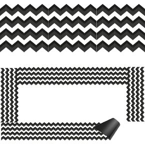 Magnetic Board Border for Classroom White Board, 12Pcs, Each 23.62" X 1.5" (≈24ft in Total Length), Reusable Magnetic Bulletin Board Border for Classroom Theme Decoration, Black Curve