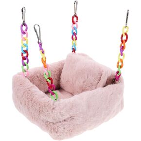 LOGOFUN Hamster Hideout Adorable Hamster House Cave Small Animal Hideout Pet Plush Sleeping Bed for Chinchilla Hamster Pet Supplies - Pink