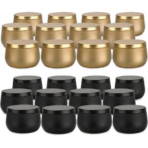 8oz Candle Tins 24 Pieces,Candle Jars Candle Containers with Lids, 8 oz, for Candles Making, Arts & Crafts, Storage, and Gifts (Black 12PCS+Gold 12PCS)