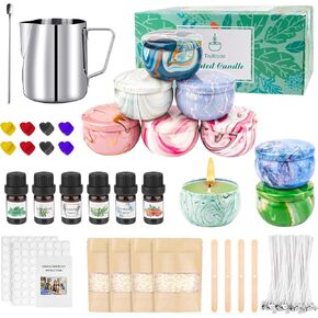 Trulloyoo Candle Making Kit for Adult, DIY Candle Making Supplies Include Beeswax, Wicks, Candle Tins, Essential Oils, Dyes, DIY Arts & Crafts Gift for Kids, Beginners, Adults