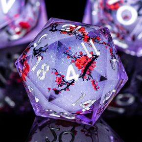 OUKELANWO Liquid Core DND Dice Set D&D, Purple Plum Blossom Dungeons and Dragons Dice with Box, Polyhedral Resin Sharp Edge Role Playing Gaming Dice Set, D and D Dice D20 D12 D10 D8 D6 D4 in Saudi Arabia