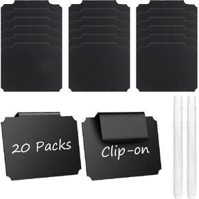 ملصقات سلة، 20 عبوة من الملصقات البلاستيكية مثبتة على صناديق التخزين، علامات سبورة قابلة للإزالة وقابلة لإعادة الاستخدام لتنظيم مكعبات القماش (أسود) in Kuwait