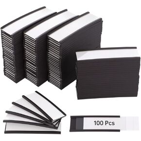 Lnrueg 100 Pcs C Channel Magnetic Label Holders, 1 x 3 Inches Magnetic Tag Holder with Paper Inserts and Clear Plastic Protectors, Magnetic Data Card Holders File Cabinet Labels