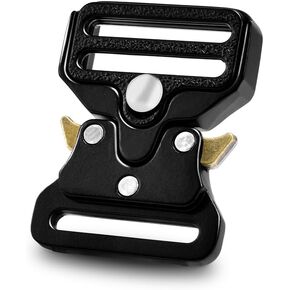 1-1/2 Inch Tactical Buckle Replacement, Metal Heavy Duty Tactical Belt Buckles for Webbing Nylon Strap, Dog Collar, Harness Military Buckle Backpack Clip Hardware, Black
