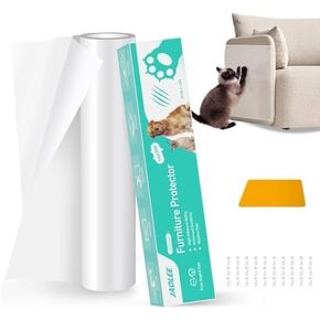 Cat Scratch Furniture Protector, 160"x12" Single-Sided Sticky Couch Protector from Cat Claws, Transparent Plastic Cover Adhesive Clear Anti Cat Scratch Deterrent for Furniture Sofa Door (30 Pins)
