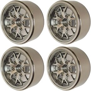 Metal 1.9 Beadlock Wheel Rims ，Cool Design Wheel Hub ，Set of 4, for Wagon Wheel 1:10 RC Crawler Axial SCX10 II 90046 SCX10 III AXI03007 TRX4 TRX6. (Pink Black)