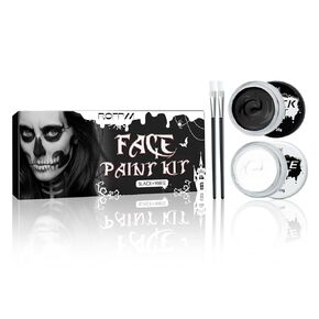 Christmas Makeup Black and White Face Paint with 2 Brushes Halloween Face Makeup Kit for women Quality Body Paint for Cosplay, SFX,Clown/Goth/Zombie Makeup