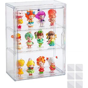 Clear Display Case for Figures with Magnetic Door, Acrylic Display Cases for Collectibles, 3Tiers Acrylic Storage Organizers Box, Desktop or Wall-Mounted Showcase for Collectibles Action Figure (1)