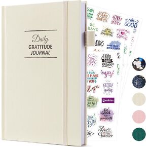 Gratitude Journal with 4 Inspirational Stickers: Undated Daily Gratitude Journal for Women and Men - More Happiness, Affirmation, and Mindfulness in A Few Minutes with Prompts & Quotes (Peony)