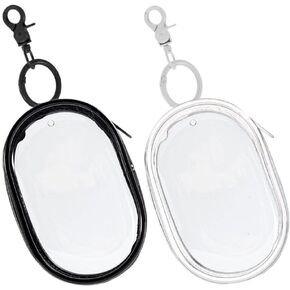 Gadpiparty 2pcs Clear Figure Display Bag with Keychain, Portable Figures Storage Bag Doll Display Case Small Hanging Blind Boxes Zipper Closure Collectibles Organizer